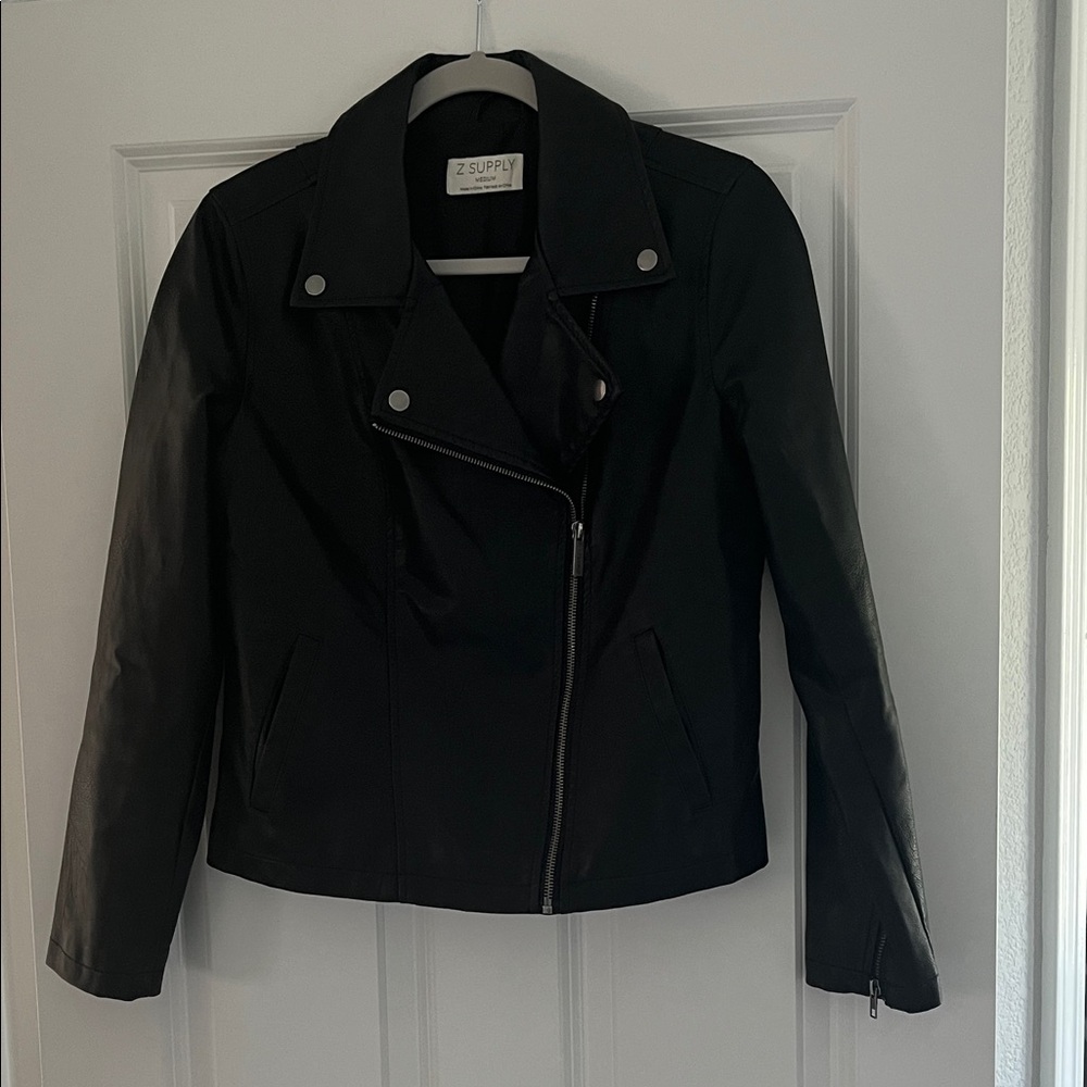 Z Supply Women's Black Leather Moto Jacket